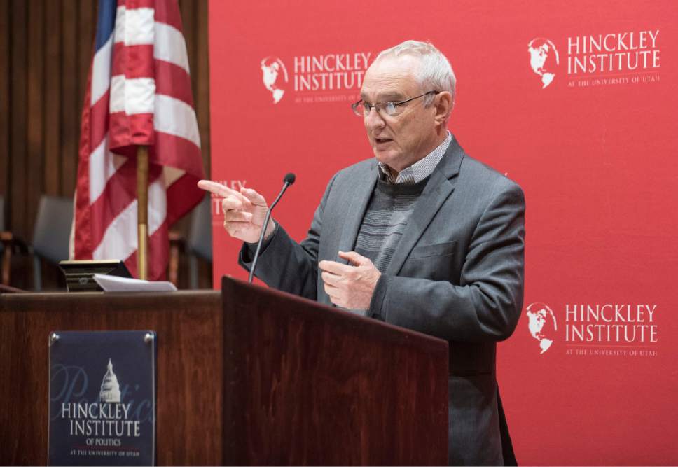 Lennie Mahler  |  The Salt Lake Tribune

U.S. Ambassador David Saperstein speaks about religious freedom at the Hinckley Institute of Politics on the University of Utah Campus, Friday, Nov. 18, 2016.