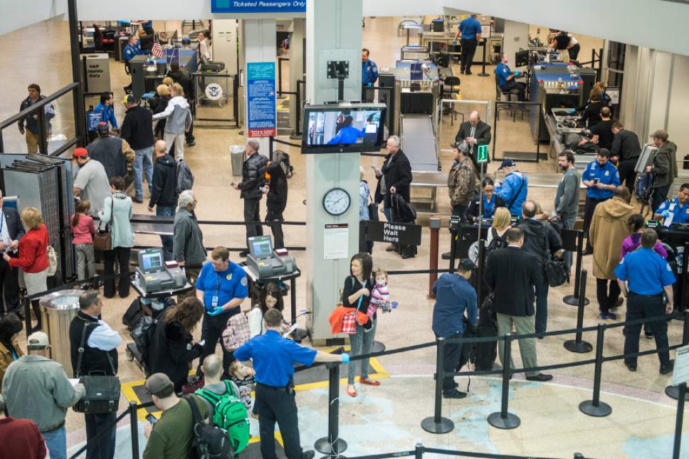 Chris Detrick  |  Tribune file photo
Passengers go through security at Salt Lake City International Airport. While other airports around the state -- particularly Provo -- have seen impressive growth, Salt Lake City International still has 98 percent of the boardings in Utah.