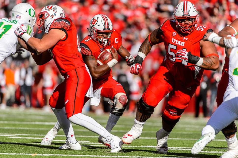 Trent Nelson  |  The Salt Lake Tribune
Utah Utes quarterback Troy Williams (3) runs the ball as Utah hosts Oregon, NCAA football at Rice-Eccles Stadium in Salt Lake City, Saturday November 19, 2016.