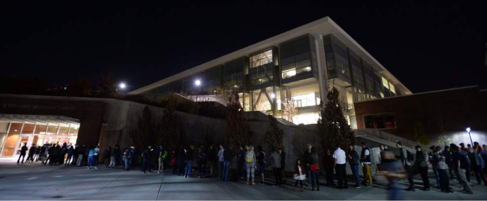 Steve Griffin / The Salt Lake Tribune


Voters wait in long lines to vote at the Marriott Library on the campus of the University of Utah in Salt Lake City Tuesday November 8, 2016.