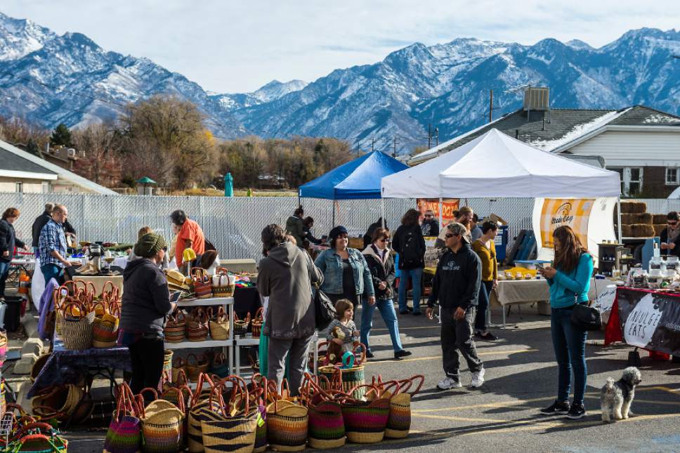 Chris Detrick  |  The Salt Lake Tribune
Customers browse the Small Business Saturday handmade artisan market at Urban Farm and Feed in Sandy Saturday November 26, 2016.
