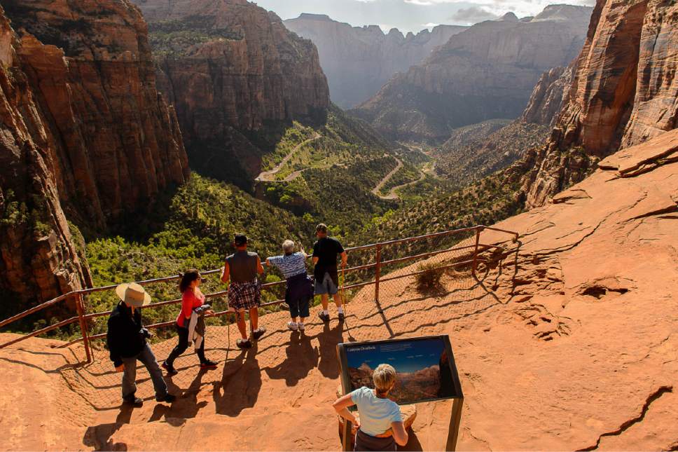 Trent Nelson  |  The Salt Lake Tribune
Hikers on the Canyon Overlook Trail, Zion National Park, Tuesday May 5, 2015.