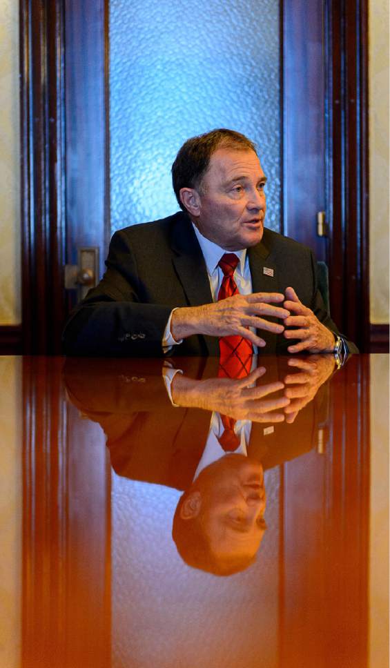Trent Nelson  |  The Salt Lake Tribune
Utah Governor Gary Herbert in his office at the State Capitol Building in Salt Lake City, Tuesday November 22, 2016.