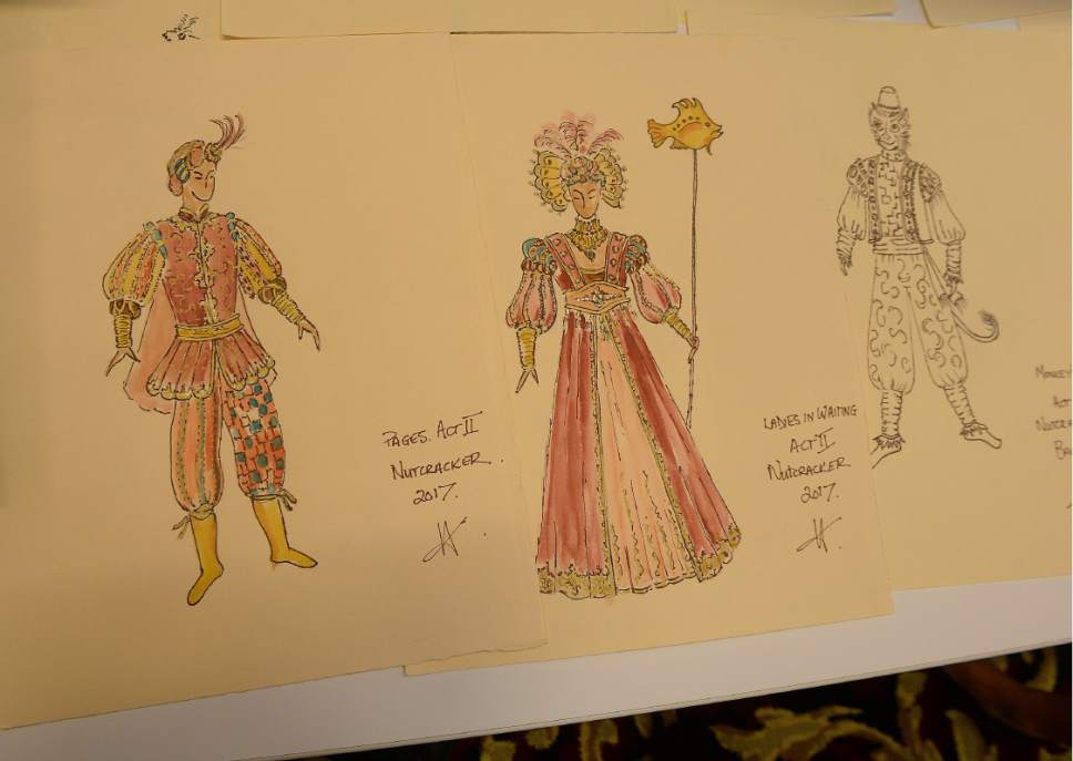 Scott Sommerdorf   |  The Salt Lake Tribune  
Sketches of costumes by David Heuvel for Ballet West's planned 2017 update of production elements in its holiday classic, "The Nutcracker."