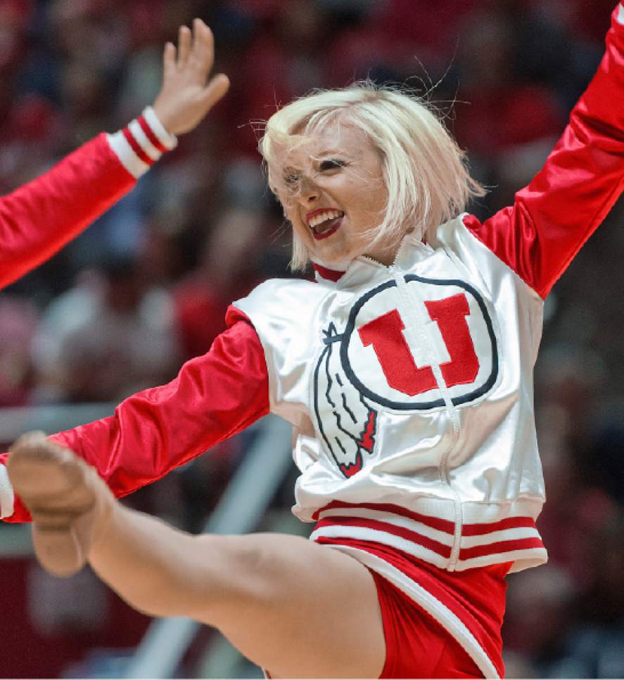 Michael Mangum  |  Special to the Tribune

The Utah cheerleaders perform during a timeout at the game against the Butler Bulldogs at the Huntsman Center in Salt Lake City on Monday, November 28th, 2016.