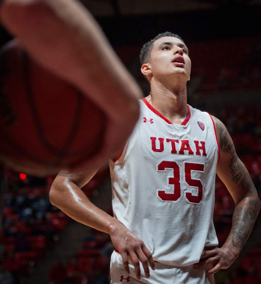Michael Mangum  |  Special to the Tribune

Utah Utes junior forward Kyle Kuzma (35) waits to take a free throw during their game against the Butler Bulldogs at the Huntsman Center in Salt Lake City on Monday, November 28th, 2016. Kuzma had a game-high 21 points, but the Utes fell to the Bulldgos 68-59.