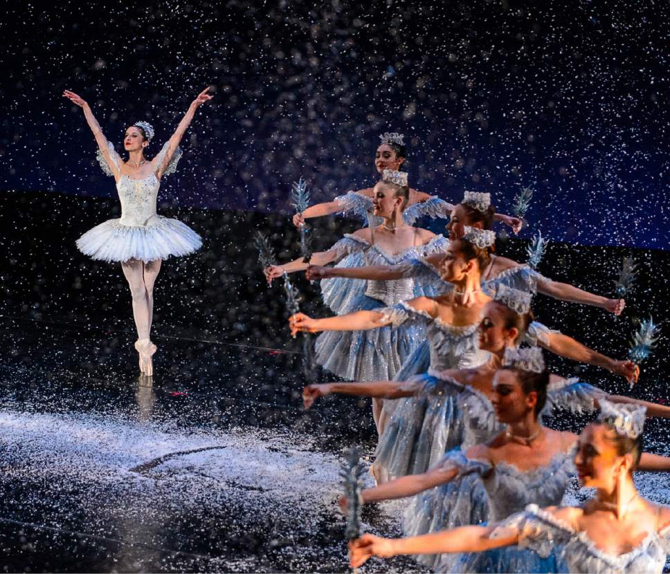 Trent Nelson  |  The Salt Lake Tribune
Ballet West's dress rehearsal for "The Nutcracker" at the Capitol Theatre in Salt Lake City, Thursday December 1, 2016. The Snow Queen is Allison Debona.