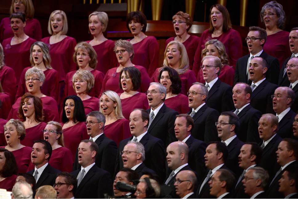 Scott Sommerdorf   |  The Salt Lake Tribune
The Mormon Tabernacle Choir sings during a break at the 185th Semiannual General Conference, Sunday, October 4, 2015.