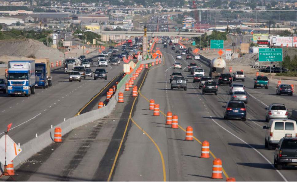 Tribune file photo
Traffic in Utah County makes its way along I-15 in this file photo of the massive construction project that is entering its final months. The work is now entering a new phase focusing on interchange reconstruction.