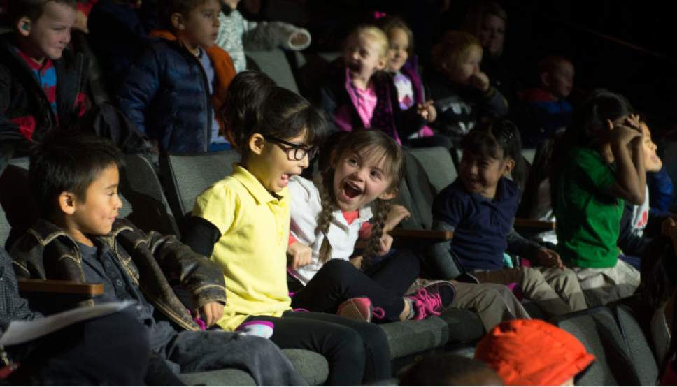 Steve Griffin | The Salt Lake Tribune


Students from Mill Creek and North Star Elementary schools enjoy the performance of Salt Lake Acting Company's annual children's play, "Diary of a Worm, a Spider and a Fly," in Salt Lake City, Thursday, Dec. 8, 2016.