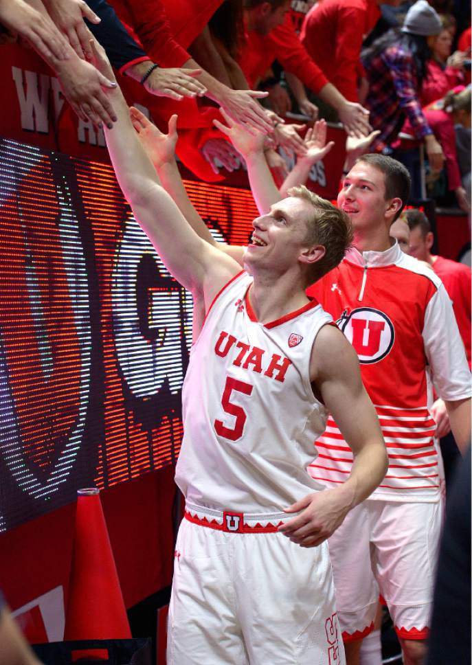Leah Hogsten  |  The Salt Lake Tribune
Utah Utes guard Parker Van Dyke (5) finished the game with 11 points and 3 rebounds. University of Utah defeated Utah Valley University 87-80 during their non-conference game Tuesday, December 6, 2016 at the Jon M. Huntsman Center.