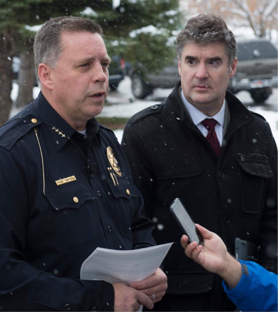 Rick Egan  |  The Salt Lake Tribune

Bountiful Police Chief Tom Ross speaks at a press conference along with Chris Williams, Davis School District, after a shooting at Mueller Park Jr. High, in Bountiful, Thursday, December 1, 2016.