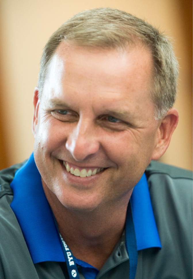 Rick Egan  |  The Salt Lake Tribune

BYU offensive coordinator Ty Detmer talks to the media at the annual football media day at the Broadcasting Building,Thursday, June 30, 2016.