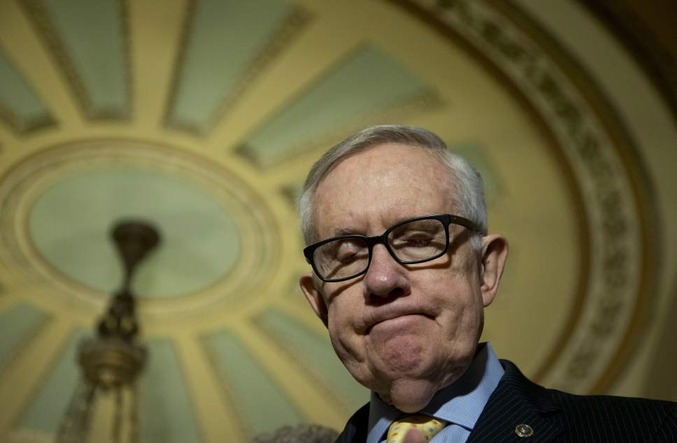 Senate Minority Leader Harry Reid of Nev. pauses during a news conference on Capitol Hill in Washington, Tuesday, April 19, 2016. (AP Photo/Manuel Balce Ceneta)