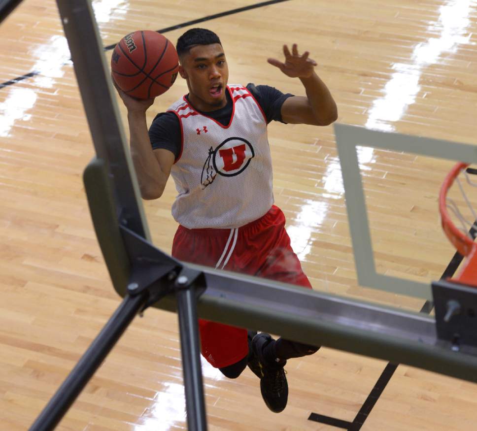 Leah Hogsten  |  The Salt Lake Tribune
l-r University of Utah basketball player Sedrick Barefield during practice Thursday, October 6, 2016 at the Huntsman Basketball Facility.