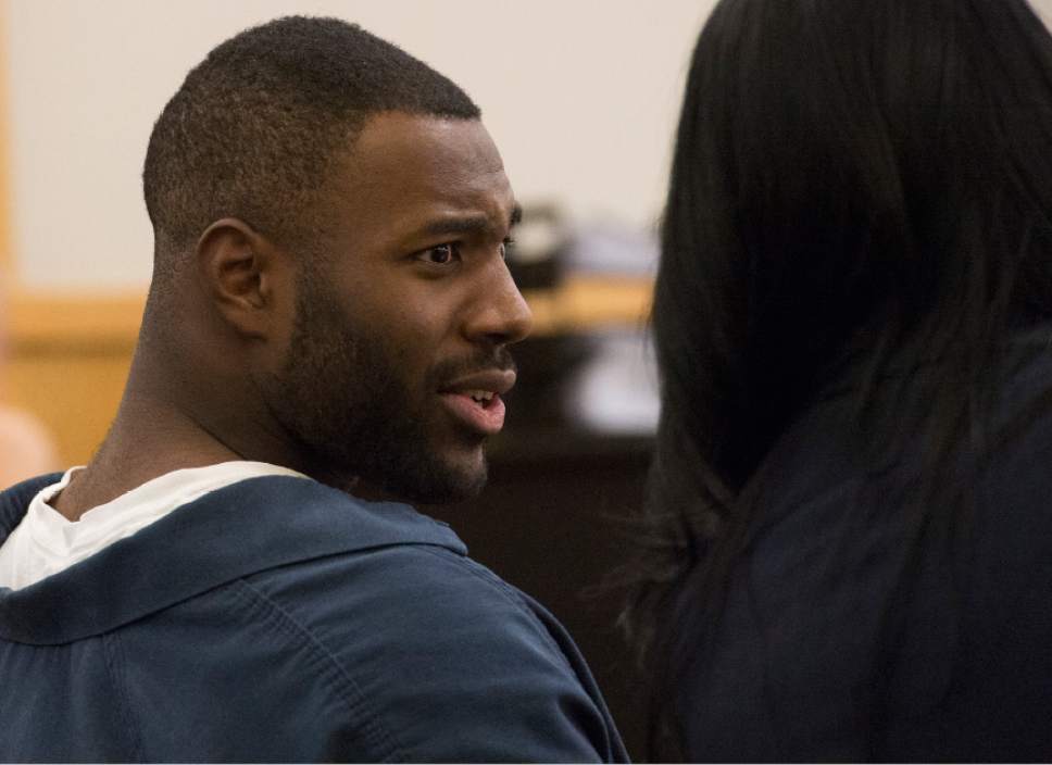 Leah Hogsten  |  The Salt Lake Tribune
Former Utah State University linebacker Torrey Green will remain in the Cache County jail. First District Judge Brian Cannell denied bail to Green based on two witness testimonies and information in affidavit, Tuesday, December 13, 2016 during his bail hearing. Green is charged with six counts of rape, one count of forcible sex abuse and one count of aggravated kidnapping.