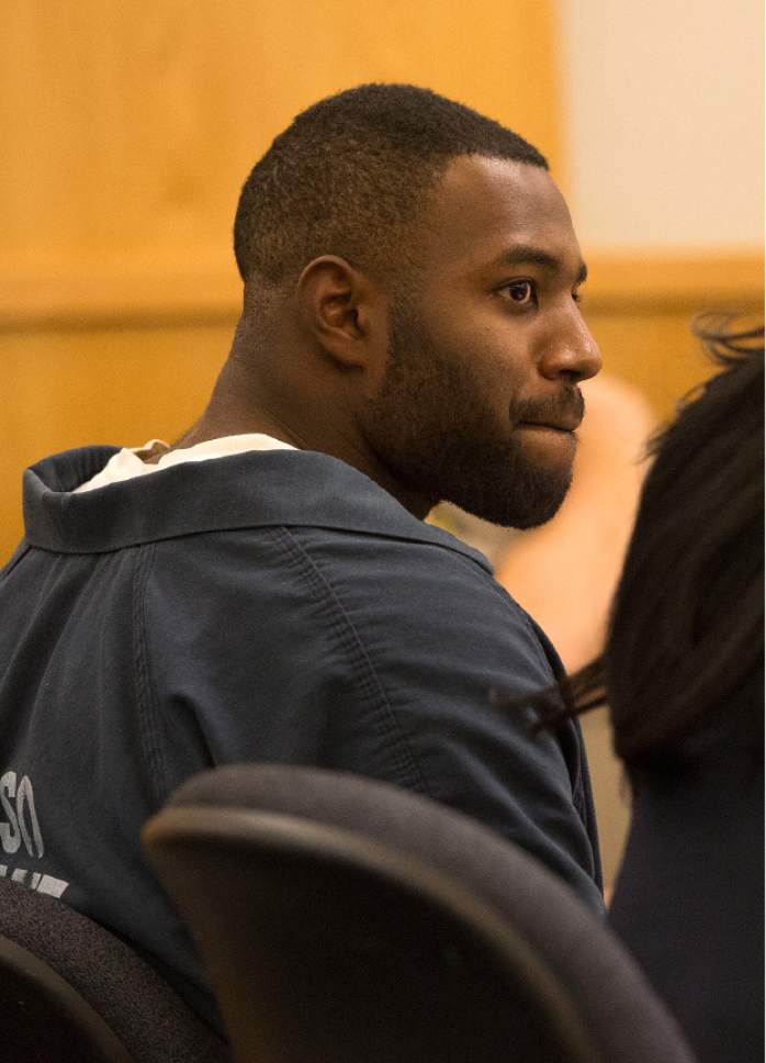 Leah Hogsten  |  The Salt Lake Tribune
Former Utah State University linebacker Torrey Green will remain in the Cache County jail. First District Judge Brian Cannell denied bail to Green based on two witness testimonies and information in affidavit, Tuesday, December 13, 2016 during his bail hearing. Green is charged with six counts of rape, one count of forcible sex abuse and one count of aggravated kidnapping.