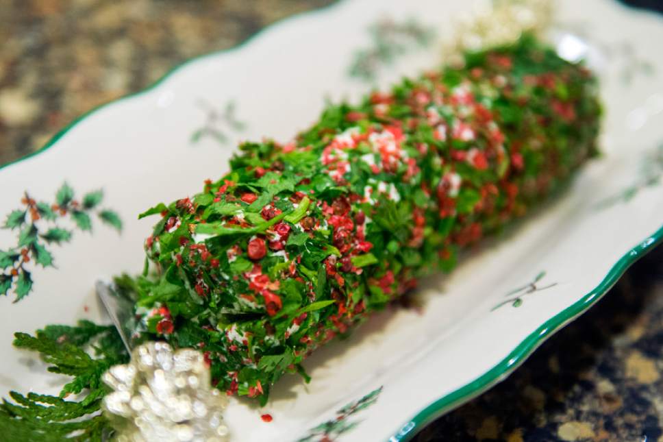 Chris Detrick  |  The Salt Lake Tribune
Cooking instructor Marguerite Henderson's goat cheese rolled in pink peppercorns and parsley during a class at her home in Salt Lake City Tuesday December 6, 2016.