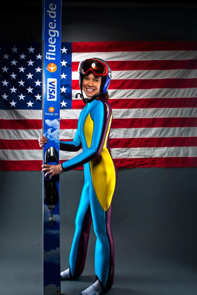 Chris Detrick  |  The Salt Lake Tribune
Ski jumping athlete Sarah Hendrickson poses for a portrait during the Team USA Media Summit at the Canyons Grand Summit Hotel Tuesday October 1, 2013.