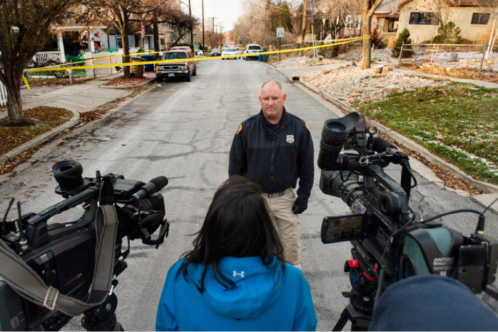 Rick Egan  |  The Salt Lake Tribune

Salt Lake City Police Detective Greg Wilking, talks about a suspicious death, at 573 Wall St. in Salt Lake City, Saturday, December 17, 2016.