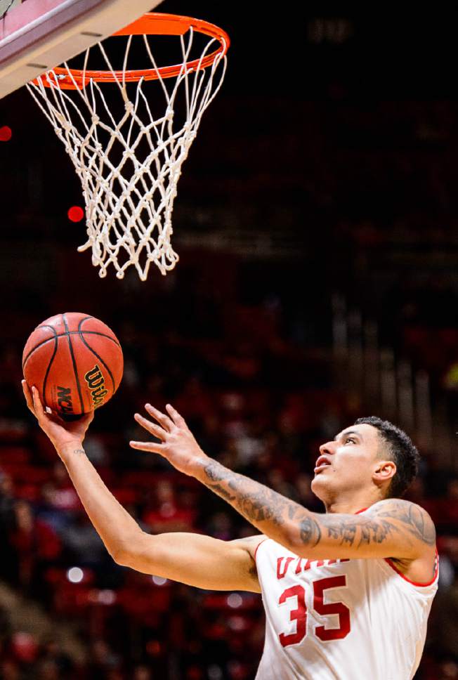 Trent Nelson  |  The Salt Lake Tribune
Utah Utes forward Kyle Kuzma (35) shoots as University of Utah hosts Prairie View A&M, NCAA basketball at the Huntsman Center in Salt Lake City, Saturday December 17, 2016.