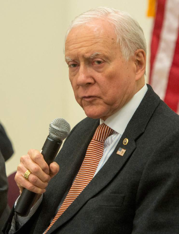 Rick Egan  |  The Salt Lake Tribune

Sen. Orrin Hatch says a few words during a panel discussion on the prevention and treatment of teen suicide at East High on Friday, Dec. 16, 2016.