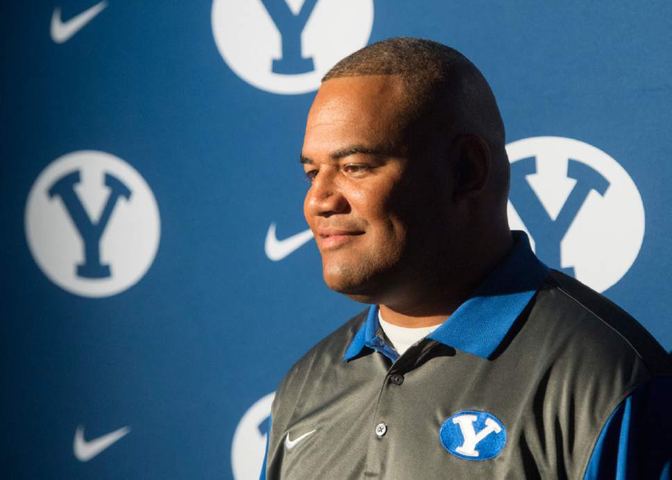 Rick Egan  |  The Salt Lake Tribune

BYU Defensive Coordinator & Linebackers Coach, Ilaisa Tuiaki, answers questions from the press, during the annual football media day at the Broadcasting Building,Thursday, June 30, 2016.