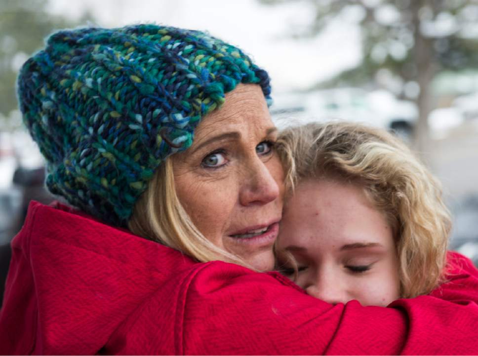 Rick Egan  |  The Salt Lake Tribune

DeAnne Bailey hugs her daughter Halissa, after being reunited after a shooting at Mueller Park Jr High, in Bountiful, Thursday, December 1, 2016.