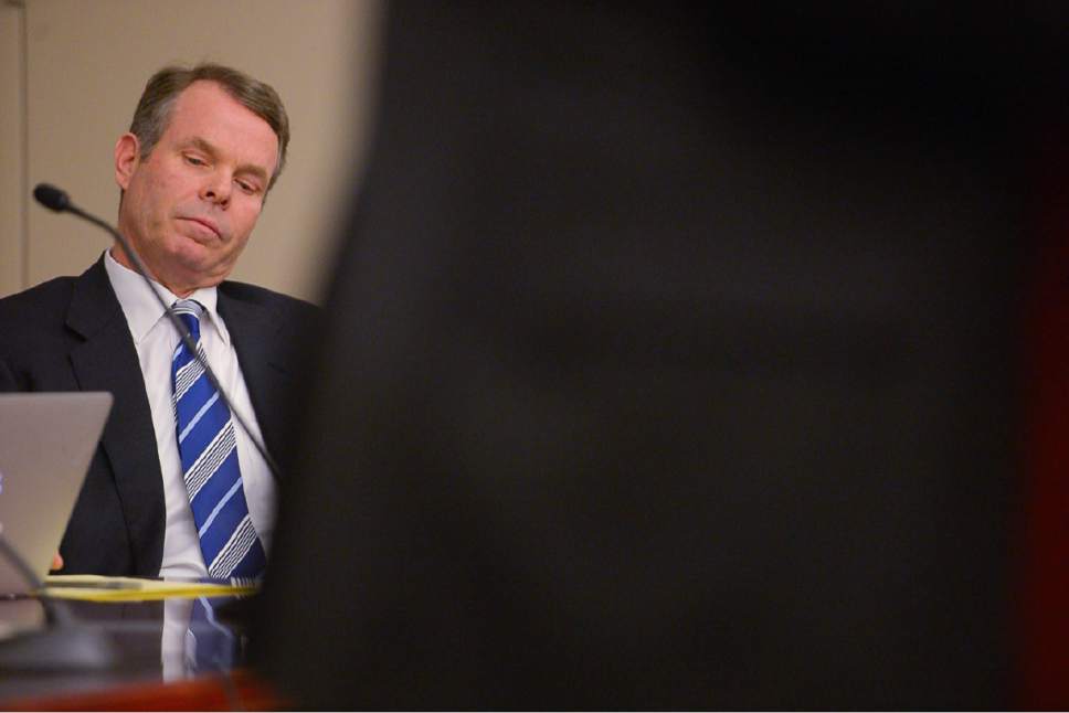 Trent Nelson  |  The Salt Lake Tribune
Former Utah Attorney General John Swallow, charged with bribery and public corruption, at a motion hearing in Salt Lake City, Friday December 9, 2016.