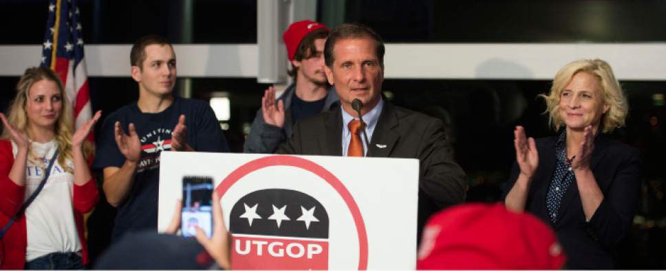 Steve Griffin / The Salt Lake Tribune


Rep. Chris Stewart thanks his supporters during Republican Party Election Night Victory Party at Rice-Eccles Stadium on the campus of the University of Utah in Salt Lake City Tuesday November 8, 2016.