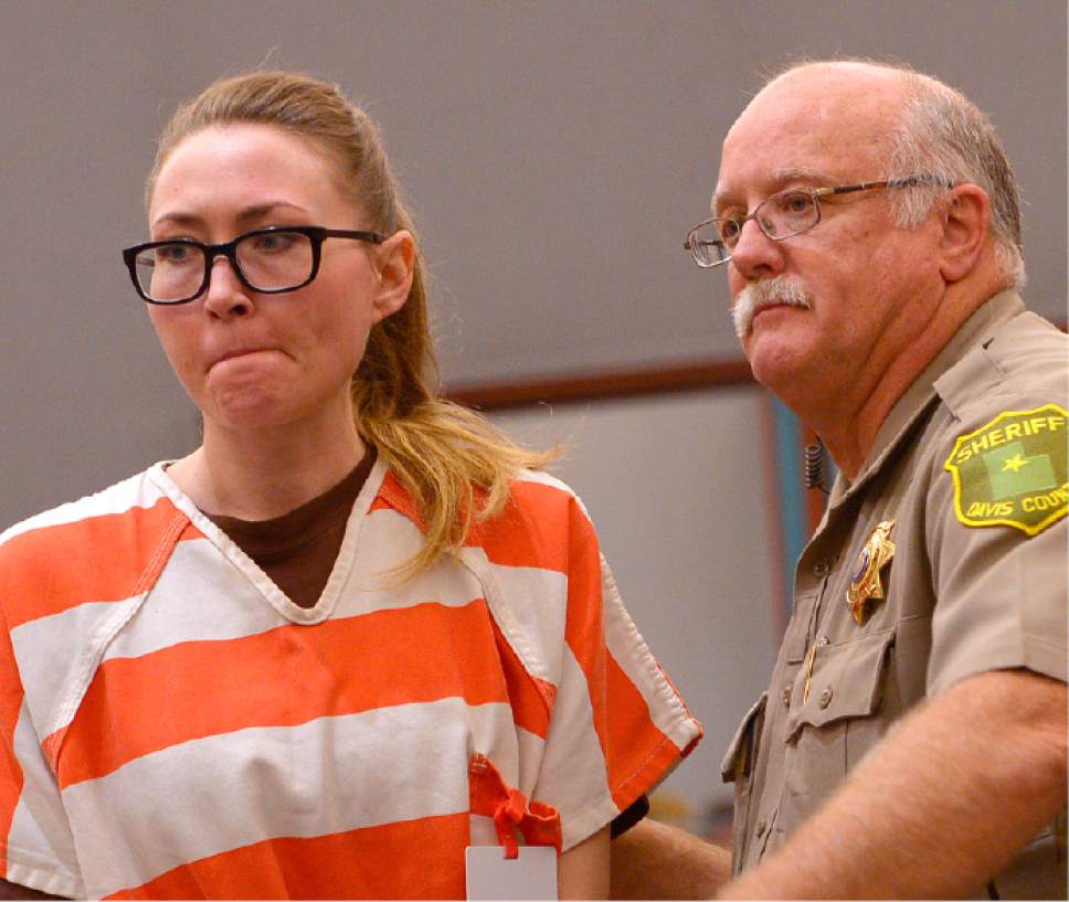 Leah Hogsten  |  The Salt Lake Tribune
Brianne Altice joins her attorney Ed Brass at the podium in Judge Kay's courtroom. Altice was sentenced to up to 30 years, Thursday, July 9, 2015 in Judge Thomas L. Kay's Second District Courtroom.  Altice, a former Davis High school teacher had sexual relationships with three of her students.