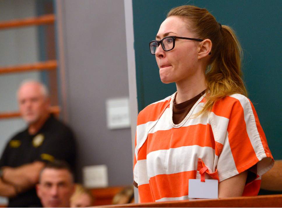 Leah Hogsten  |  The Salt Lake Tribune
Brianne Altice enters Judge Kay's courtroom. Altice was sentenced to up to 30 years, Thursday, July 9, 2015 in Judge Thomas L. Kay's Second District Courtroom.  Altice, a former Davis High school teacher had sexual relationships with three of her students.