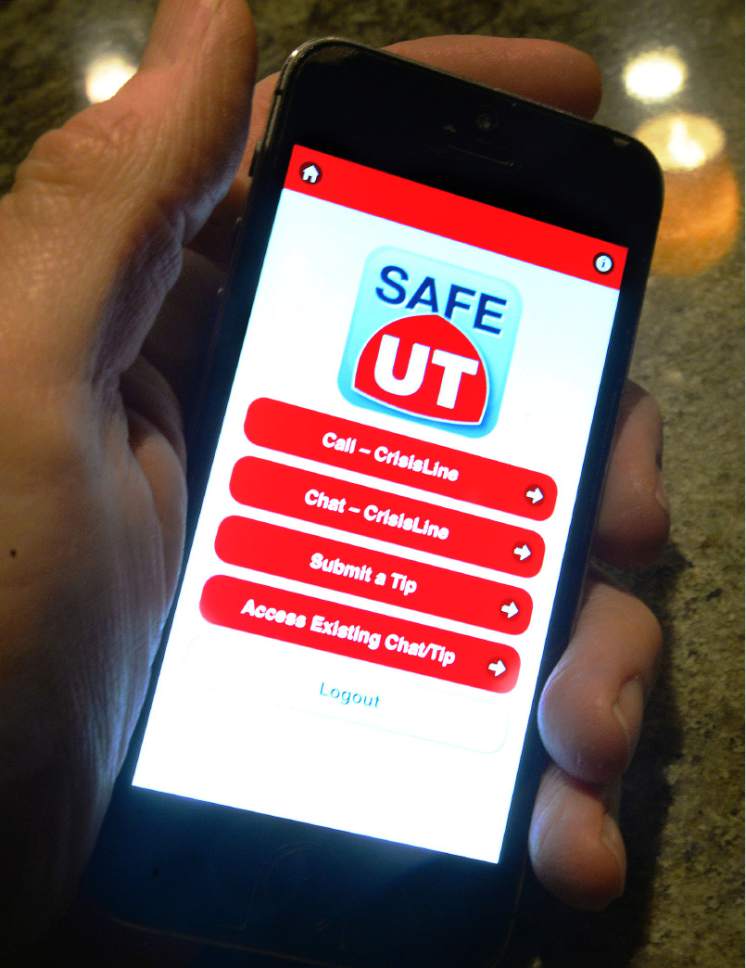 Steve Griffin / The Salt Lake Tribune

The SafeUT Crisis Text and Tip Line is a statewide service that provides real-time crisis intervention to youth through texting and a confidential tip program – right from your smartphone. Tuesday December 27, 2016.
