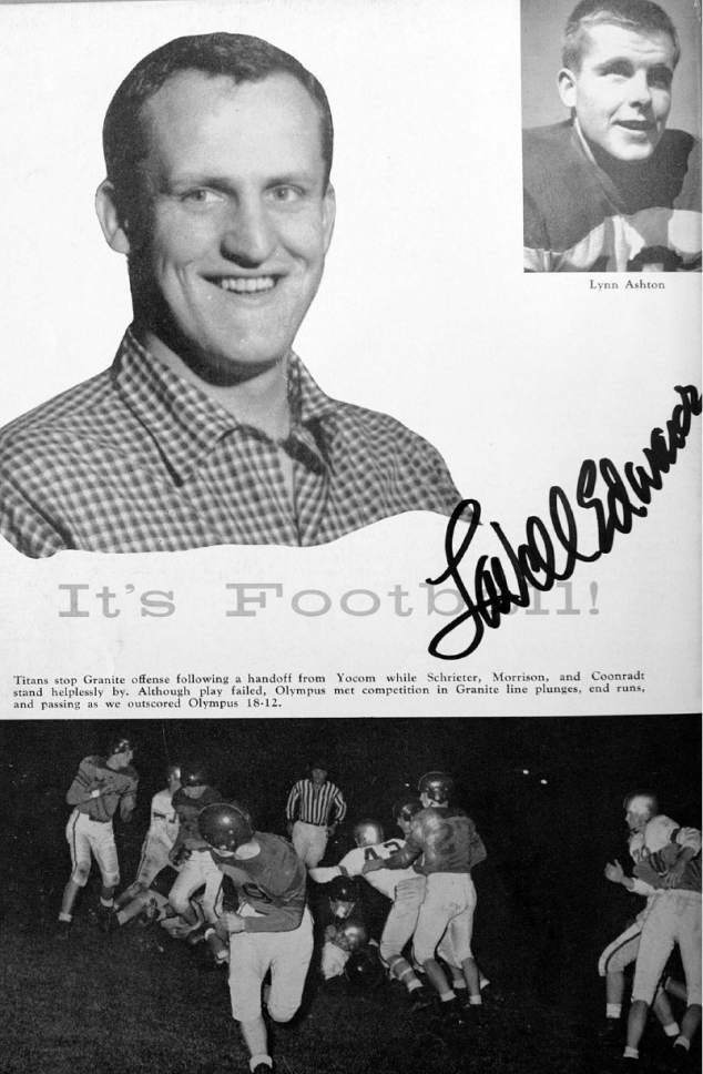 Trent Nelson  |  The Salt Lake Tribune

Granite football coach LaVell Edwards, 1955 Granite High School yearbook.