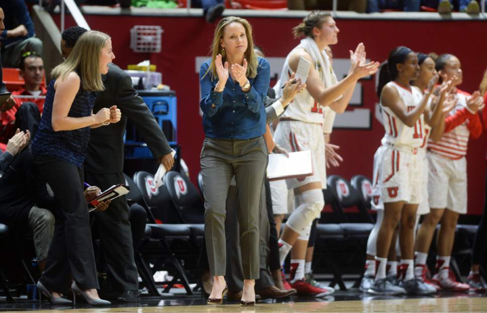 Steve Griffin  |  The Salt Lake Tribune


University of Utah head basketball coach Lynne Roberts cheers her team on as the Utes open up a lead on UCLA during basketball game at the Huntsman Center in Salt Lake City, Sunday, January 31, 2016.