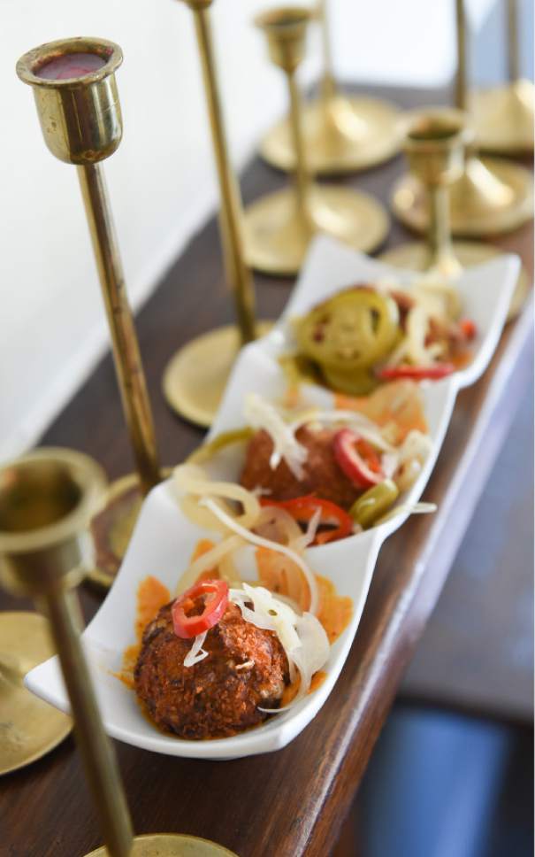 Francisco Kjolseth | The Salt Lake Tribune
Smoked trout cakes, roasted-pepper aioli and pickled fennel from Trestle Tavern, a Salt Lake City neighborhood restaurant with Eastern-European style food that has moved in to the former location of Fresco in the 15th &15th area.