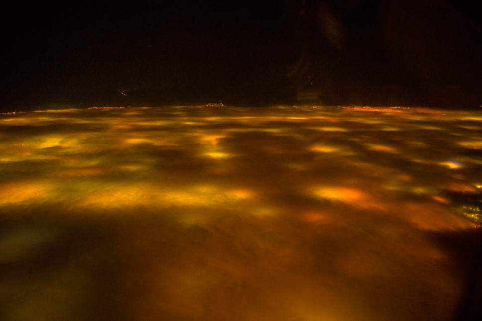 Chris Detrick  |  The Salt Lake Tribune
A pollution inversion over the Salt Lake Valley as seen from an airplane returning to Salt Lake International Airport Friday December 30, 2016.