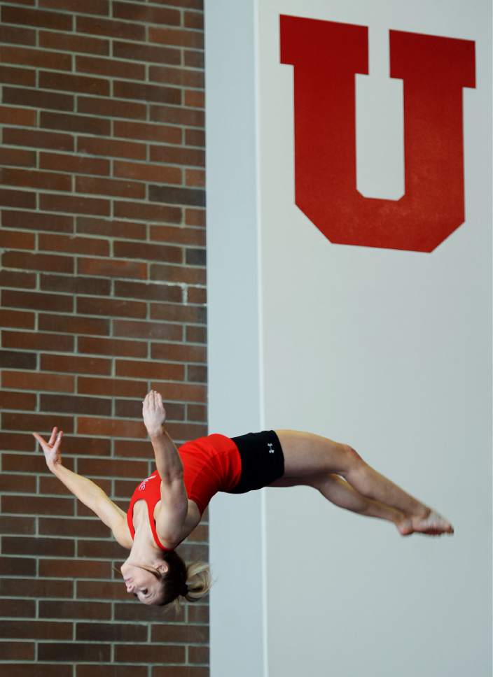 Steve Griffin / The Salt Lake Tribune

University of Utah gymnast MyKayla Skinner during practice at Dumke gymnastics practice facility on the campus of the University of Utah Salt Lake City Thursday January 5, 2017.