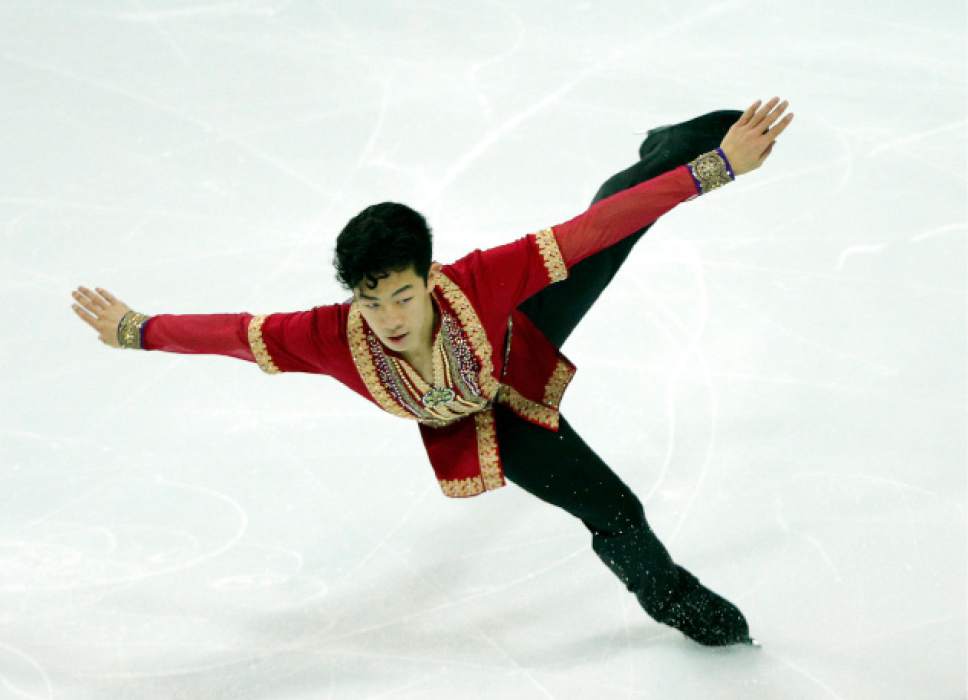 Nathan Chen of the U.S competes in the Men Free Skating Program during ISU Grand Prix of Figure Skating Final in Marseille, southern France, Saturday, Dec. 10, 2016. (AP Photo/Christophe Ena)
