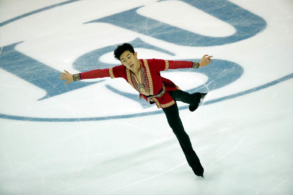 Nathan Chen of the U.S competes in the Men Free Skating Program during ISU Grand Prix of Figure Skating Final in Marseille, southern France, Saturday, Dec. 10, 2016. (AP Photo/Christophe Ena)