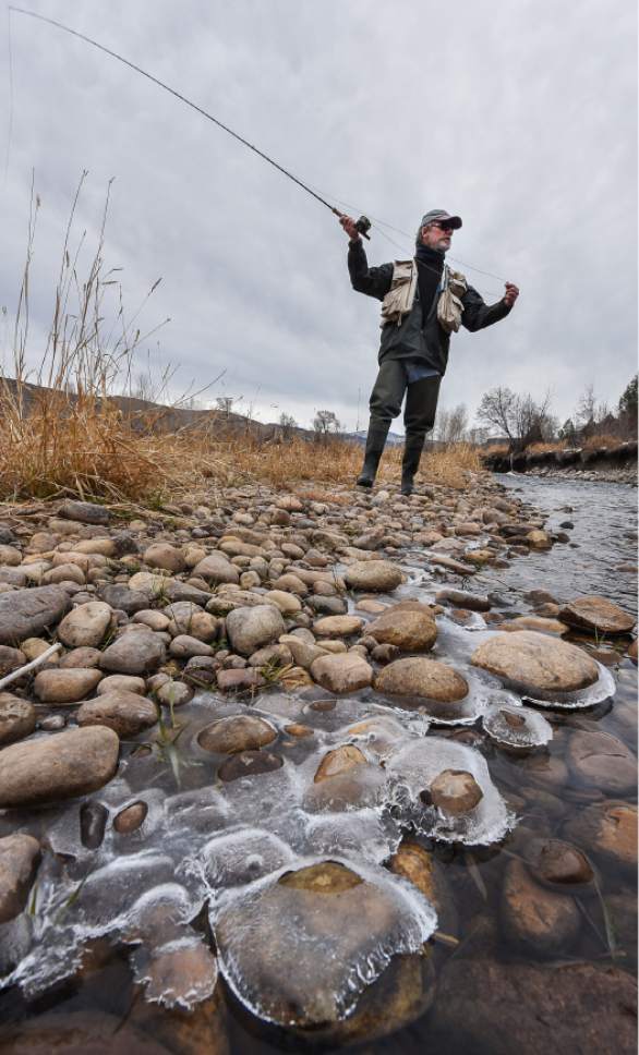 Francisco Kjolseth | The Salt Lake Tribune
Brady Willison on Tuesday fishes on a braided channel on a stretch of the Upper Provo that cuts through the 7,000-acre Victory Ranch, a luxury destination near Francis. Until a Nov. 4 court ruling invalidating Utahís restrictive stream access law, such streams were not available to anglers without property ownersí permission. Stream access advocates successfully sued Victory Ranch, claiming that the landownersí practice of keeping non-guests off the river violates an easement the public has to stream beds. But without further guidance from the court, the scope of that easement is not clear, lawyers say. Victory Ranch insists the ruling should be stayed pending its appeal, which it expects to win.