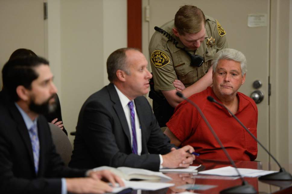 Francisco Kjolseth | The Salt Lake Tribune
Former Chief Deputy for Utah Attorney General Kirk Torgensen, right, appears at the Matheson Courthouse in Salt Lake City on Tuesday, Jan. 10, 2017, alongside attorney's Brett Tolman, left, and Matt Lewis asking for an immediate release after prosecutors had him arrested to ensure he would show up for the February trial of former Utah Attorney General John Swallow. Judge Elizabeth Hruby-Mills ordered Torgensen be released, surrender his passport and appear in Utah on Feb. 8, 9, 10, to serve as a witness for prosecutors in Swallow's case.