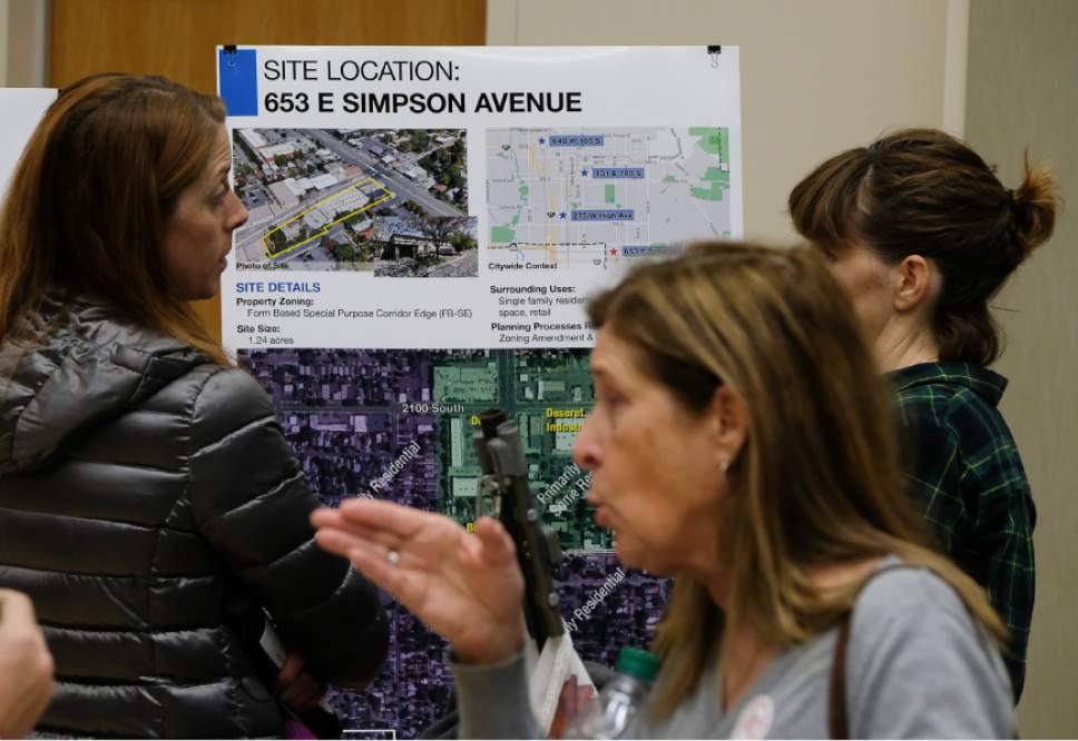 Francisco Kjolseth | The Salt Lake Tribune
Salt Lake City invites the public to discuss the design and community impact of four proposed 150-bed homeless shelters, including the hotly contested 653 E. Simpson Ave. site, at the Multipurpose room of Salt Lake Community College South Campus on Wednesday, Jan. 11, 2017.