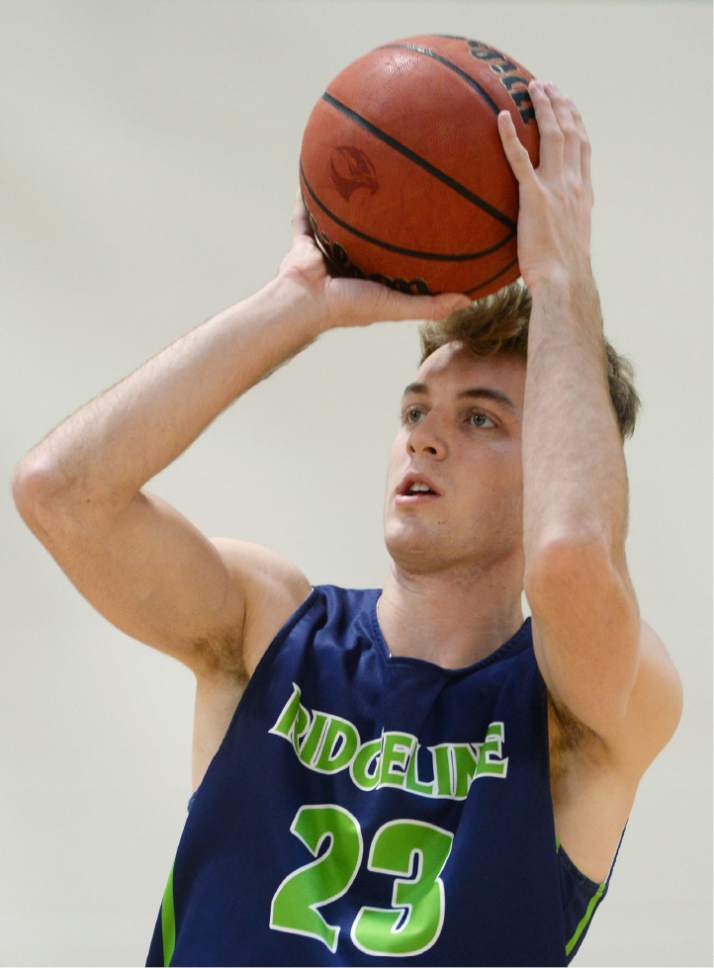 Steve Griffin / The Salt Lake Tribune

Ridgeline High School's Jaxon Brenchley, who has committed to play for the University of Utah,practices with his team in the first-year school's gymnasium in Millville Thursday January 12, 2017.