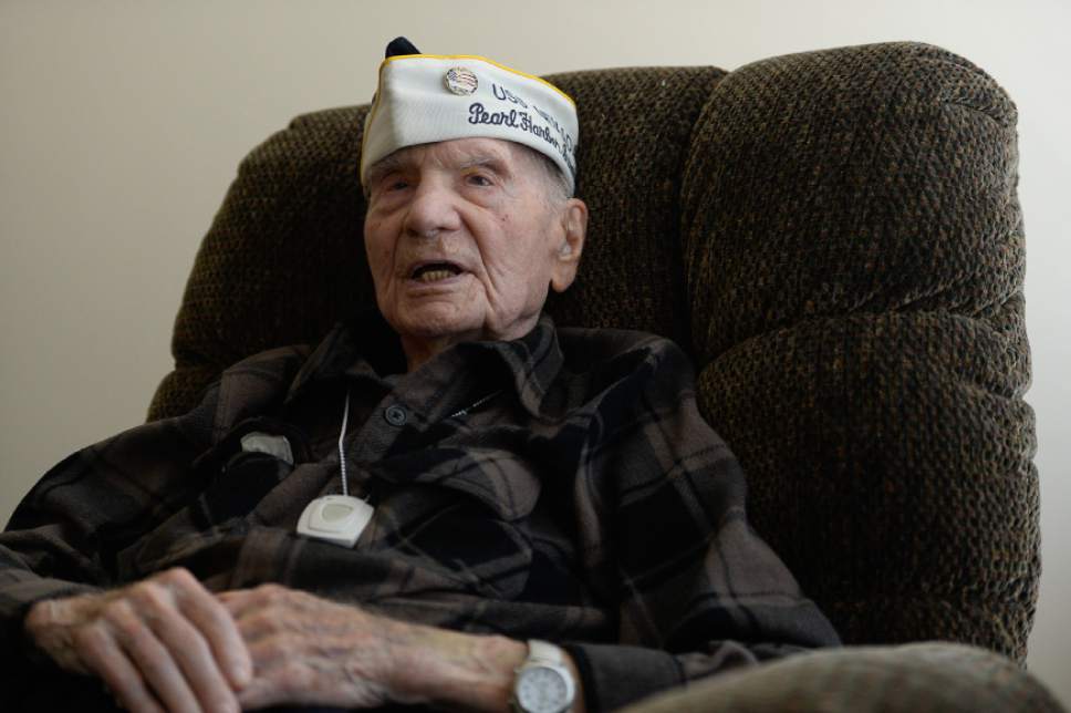 Francisco Kjolseth | The Salt Lake Tribune
Max Burggraaf, 98, one of Utah's last Pearl Harbor survivors, shares a few memories of that fateful day in 1941 aboard the USS Nevada.