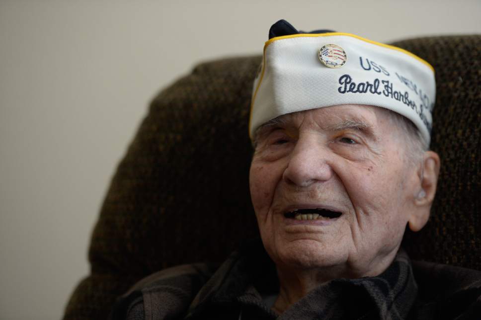 Francisco Kjolseth | The Salt Lake Tribune
Max Burggraaf, 98, one of Utah's last Pearl Harbor survivors, shares a few memories of that fateful day in 1941 aboard the USS Nevada.