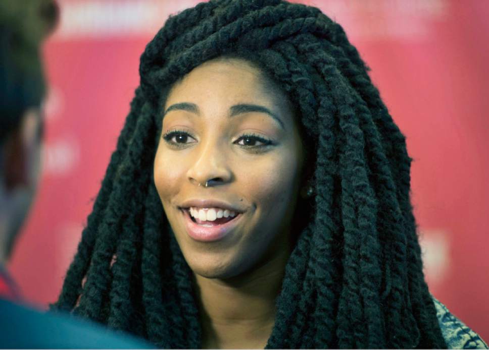 Steve Griffin  |  The Salt Lake Tribune

Jessica Williams, who stars in "People, Places, Things," talks with reporters as she attends the movie's premiere at the Eccles Center in Park City on Monday, Jan. 26, 2015.
