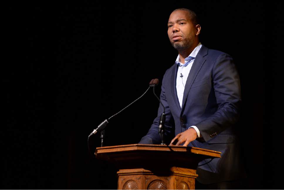 Francisco Kjolseth | The Salt Lake Tribune
Ta-Nehisi Coates, a journalist and ìmemoiristî who uses history and personal reflection to address some of the countryís most contested issues, such as urban policing, racial identity and systemic racial bias, speaks at Kingsbury Hall as part of the Martin Luther King Day events on Wednesday,  Jan. 18, 2017.