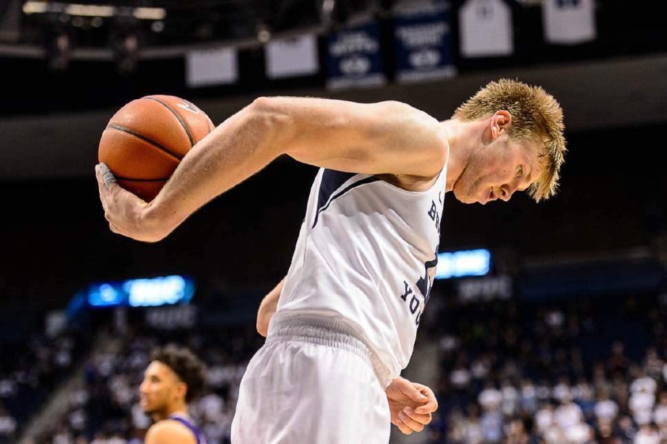 Trent Nelson  |  The Salt Lake Tribune
Brigham Young Cougars forward Eric Mika (12) as BYU hosts Weber State, NCAA basketball at the Marriott Center in Provo, Wednesday December 7, 2016.
