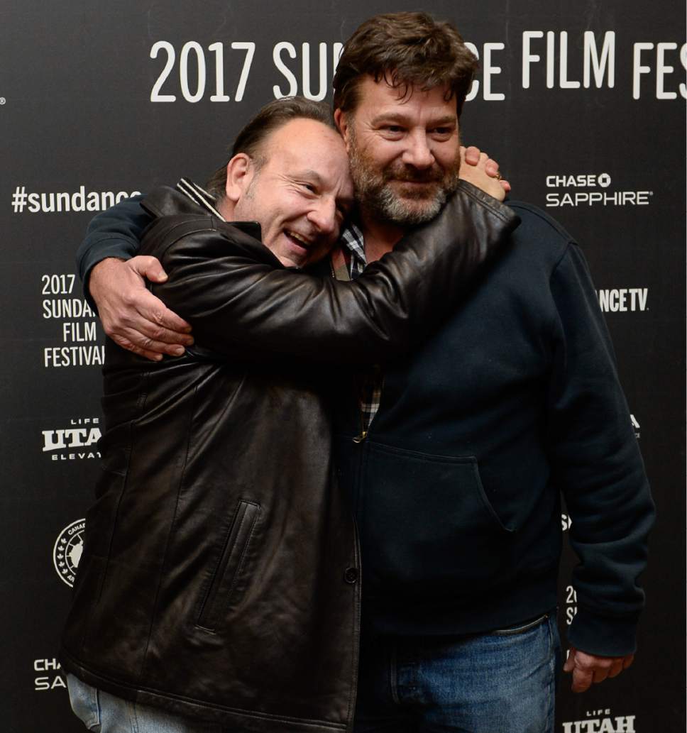 Francisco Kjolseth | The Salt Lake Tribune
Actors David Yow, left, and Robert Longstreet walk the press line before the start of the debut of "I Don't Feel at Home in This World Anymore," as it premieres on day one at the Sundance Film Festival in Park City on Thursday, Jan. 19, 2017.